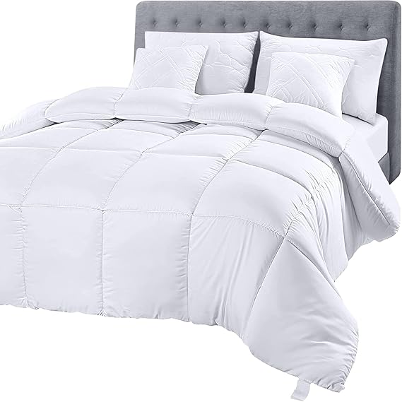 Utopia Bedding Comforter Duvet Insert, Quilted Comforter with Corner Tabs, Box Stitched Down Alternative Comforters Twin Size (White, Pack of 4)